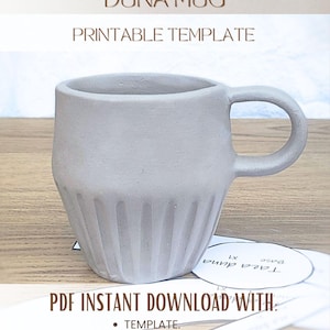Modello PDF per tazza in ceramica | Modello per tazza a lastra | Modello per ceramica stampabile | Tazza modellata a mano | Tazza in ceramica fai da te | Download immediato