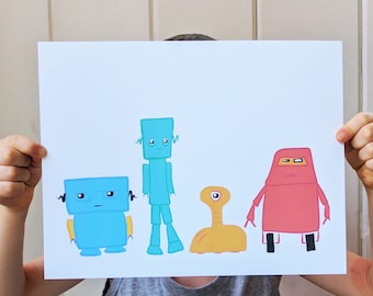 Robot Art Print Set