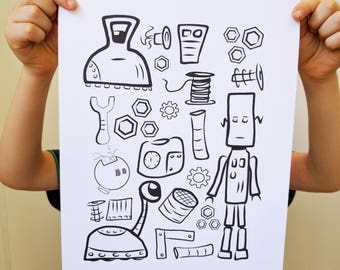 Robot Printable Coloring Page