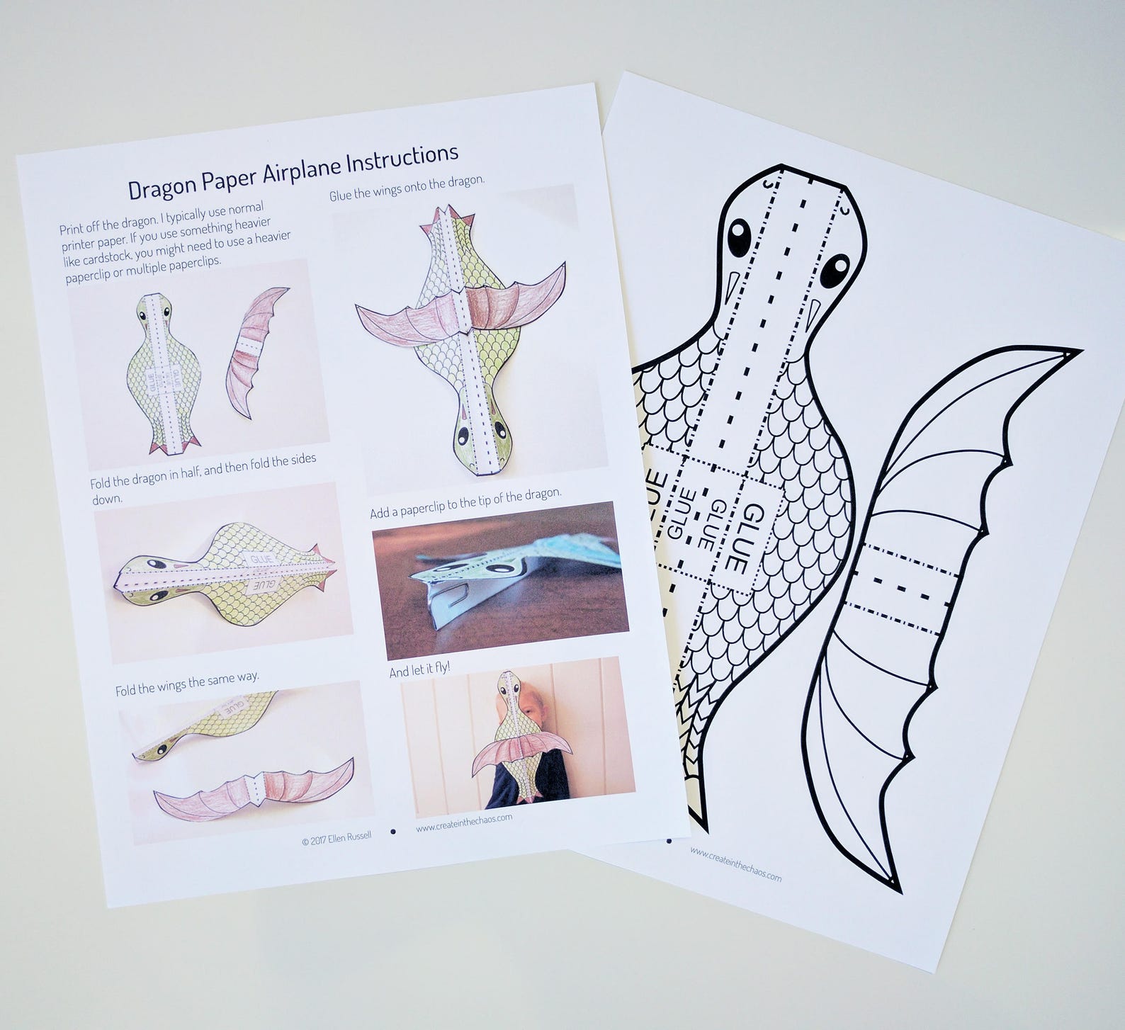 Printable Dragon Paper Airplane Etsy