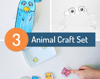 Mini Animal Papercraft Set - 3 Printable Crafts