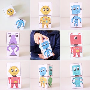 Printable Robot Blocks Craft Kit for kids image 4