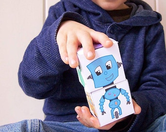 Druckbare Roboter Blöcke - Bastelpackung für Kinder