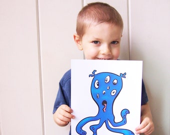 Printable Monster - Cute monster art print for a nursery or playroom