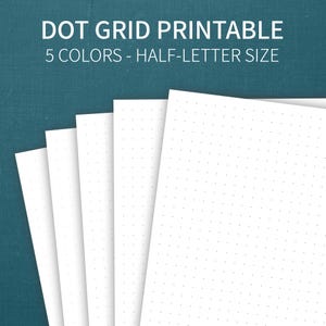 Dot Grid Printable Bullet Journal - Half Sheet Letter Size - 5 Colors