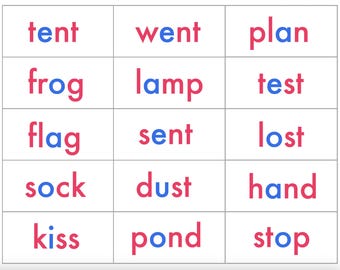 Printable Phonetic Word Cards, Montessori Reading Practice (PDF)