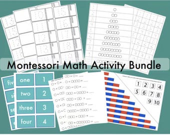Montessori Math Worksheet Set, 50+ PAGES Pre-K, Kindergarten | Printable Number Worksheets 1–10 & Teen Numbers | Early Math Learning
