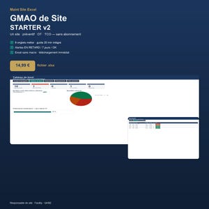 Mantenimiento de instalaciones CMMS en Excel | Equipos de quirófano preventivo | Panel de control de TCO de las instalaciones | Plantilla en francés sin macros
