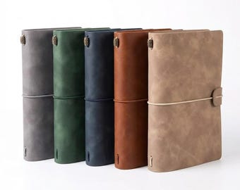 Leather Journal A6 Refillable Notebook, Vintage Leather Notebook Cover, Traveler’s Notebook, Minimalist Journal, Gift for Him Her