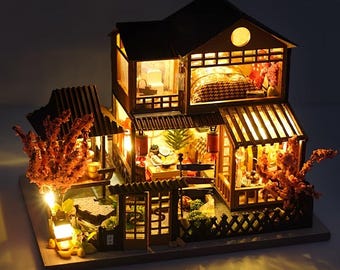 DIY Book Nook Kit Villa | 2-Story 3D Wooden Puzzle with LED | Miniature House Shelf Insert | Gift for Architects, Hobbyists & Adults