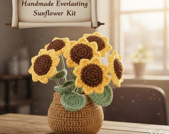 DIY Sunflower Crochet Kit - Easy Flower Craft for Adults - Amigurumi Floral Home Decor - All Materials Included for Beginners