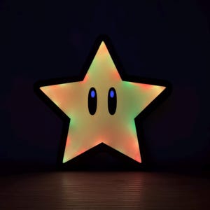 Super Mario Stern Leuchtschild | LED Gaming Wanddeko | Kinderzimmer Nachtlicht | Retro Gamer Geschenk | Nerd Room Dekoration Leuchtkasten