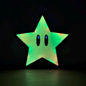 Super Mario Stern Leuchtschild | LED Gaming Wanddeko | Kinderzimmer Nachtlicht | Retro Gamer Geschenk | Nerd Room Dekoration Leuchtkasten