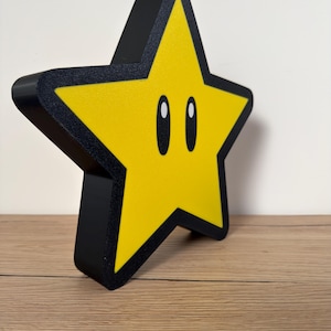 Super Mario Stern Leuchtschild | LED Gaming Wanddeko | Kinderzimmer Nachtlicht | Retro Gamer Geschenk | Nerd Room Dekoration Leuchtkasten