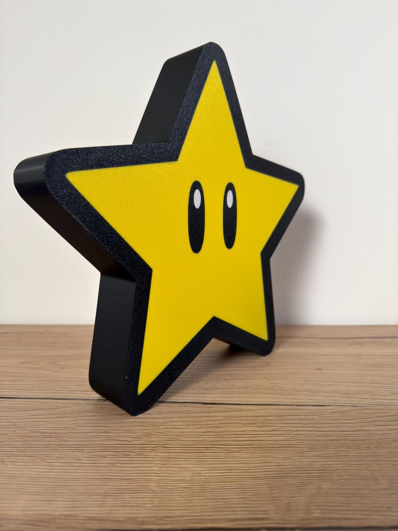 Super Mario Stern Leuchtschild | LED Gaming Wanddeko | Kinderzimmer Nachtlicht | Retro Gamer Geschenk | Nerd Room Dekoration Leuchtkasten