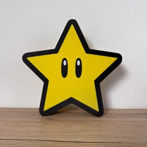 Super Mario Stern Leuchtschild | LED Gaming Wanddeko | Kinderzimmer Nachtlicht | Retro Gamer Geschenk | Nerd Room Dekoration Leuchtkasten