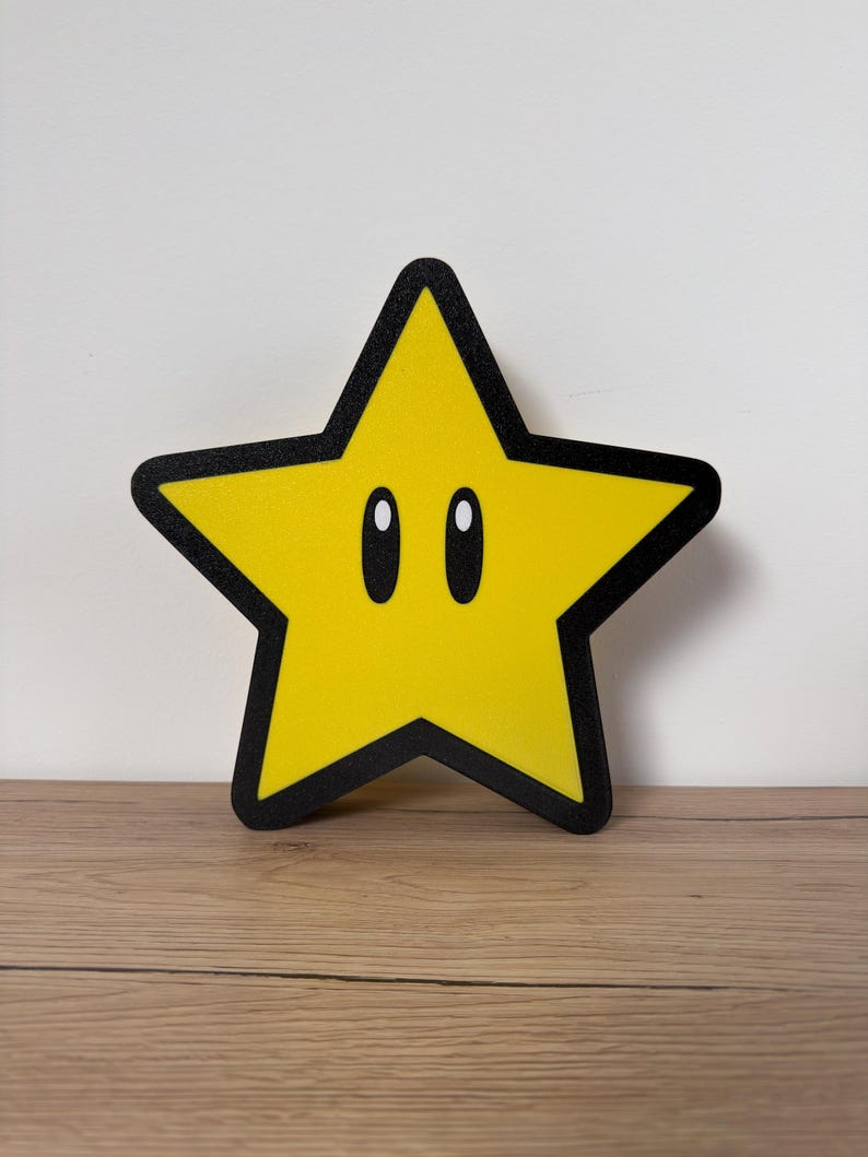 Super Mario Stern Leuchtschild | LED Gaming Wanddeko | Kinderzimmer Nachtlicht | Retro Gamer Geschenk | Nerd Room Dekoration Leuchtkasten