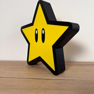 Super Mario Stern Leuchtschild | LED Gaming Wanddeko | Kinderzimmer Nachtlicht | Retro Gamer Geschenk | Nerd Room Dekoration Leuchtkasten