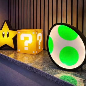 Super Mario Yoshi Egg Joshi Light-Up Sign | LED Gaming Wall Decor | Kids' Room | Retro Gamer Gift | Nerd Room Decoration Light Box