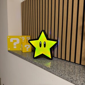 Super Mario Stern Leuchtschild | LED Gaming Wanddeko | Kinderzimmer Nachtlicht | Retro Gamer Geschenk | Nerd Room Dekoration Leuchtkasten