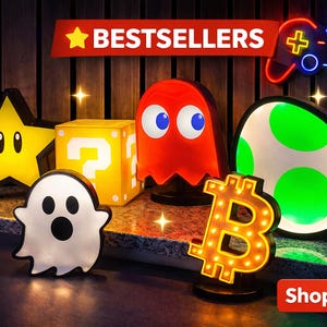 Super Mario Stern Leuchtschild | LED Gaming Wanddeko | Kinderzimmer Nachtlicht | Retro Gamer Geschenk | Nerd Room Dekoration Leuchtkasten