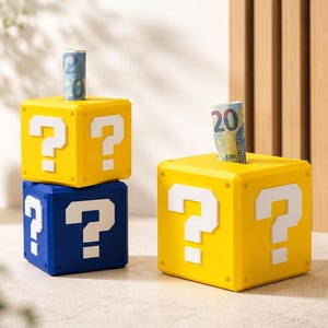 スーパーマリオ ハテナブロック貯金箱、黄色のハテナブロック貯金箱 – ゲーマー、子供、任天堂ファンへのゲームデコレーションギフト