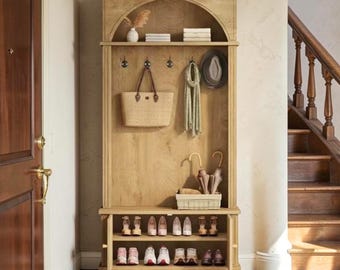 4-in-1 Hall Tree with Bench, Shoe Storage and Coat Rack for Entryway and Hallway