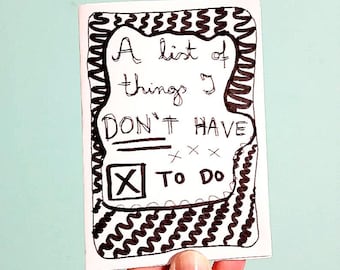 Fanzine con lista de cosas que no tengo que hacer - PDF imprimible en blanco y negro