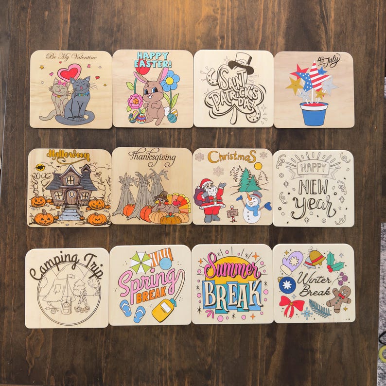 Countdown Plates Handmade Wooden Countdown Clock – Interchangeable Event Plates – 30-day ...