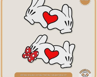 Disney Love Hands SVG, Clipart de corazón de San Valentín (archivo digital) Archivo PNG de manos mágicas Archivos de corazón de amor ClipArt Cricut Silhouette
