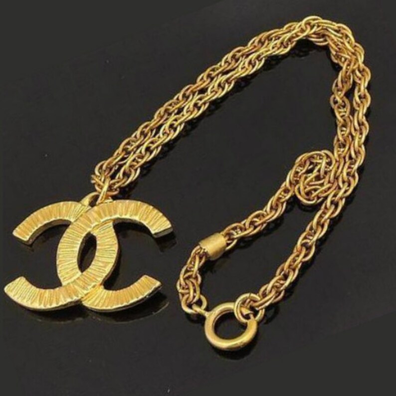 CHANEL vintage cc coco logo gold necklace pendant Etsy