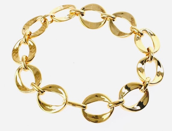 Vintage Chanel Bold Thick Link Gold Chain Choker Necklace as 