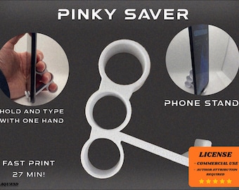 Pinky Saver Grip、ユニバーサル フォン スタンド、デスクトップ フォン ホルダー - 3D プリント - Blender モデリング - BambuLab - 限定版、残りわずか。