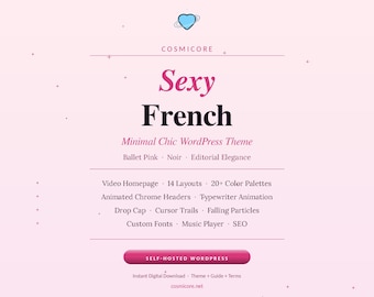 Minimal Chic French WordPress Theme | Ballet Pink Noir Blog (Digital Download)