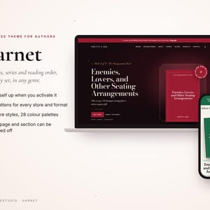 Tema de WordPress para autores de novelas románticas, fantásticas y de misterio / Garnet / Plantilla para sitio web de autor, páginas para series de libros