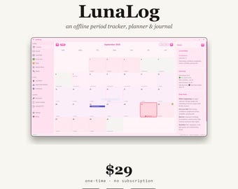 LunaLog Offline Period Tracker, Planner, Journal (Windows Mac Linux)