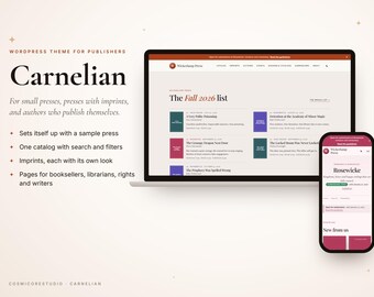 Publisher WordPress Theme for Small Presses & Imprints | Carnelian | Book Publisher Website Template, Catalog, Submissions