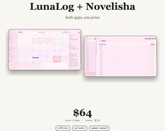 LunaLog Period Tracker & Novel Writing Software Bundle (Digital Download)