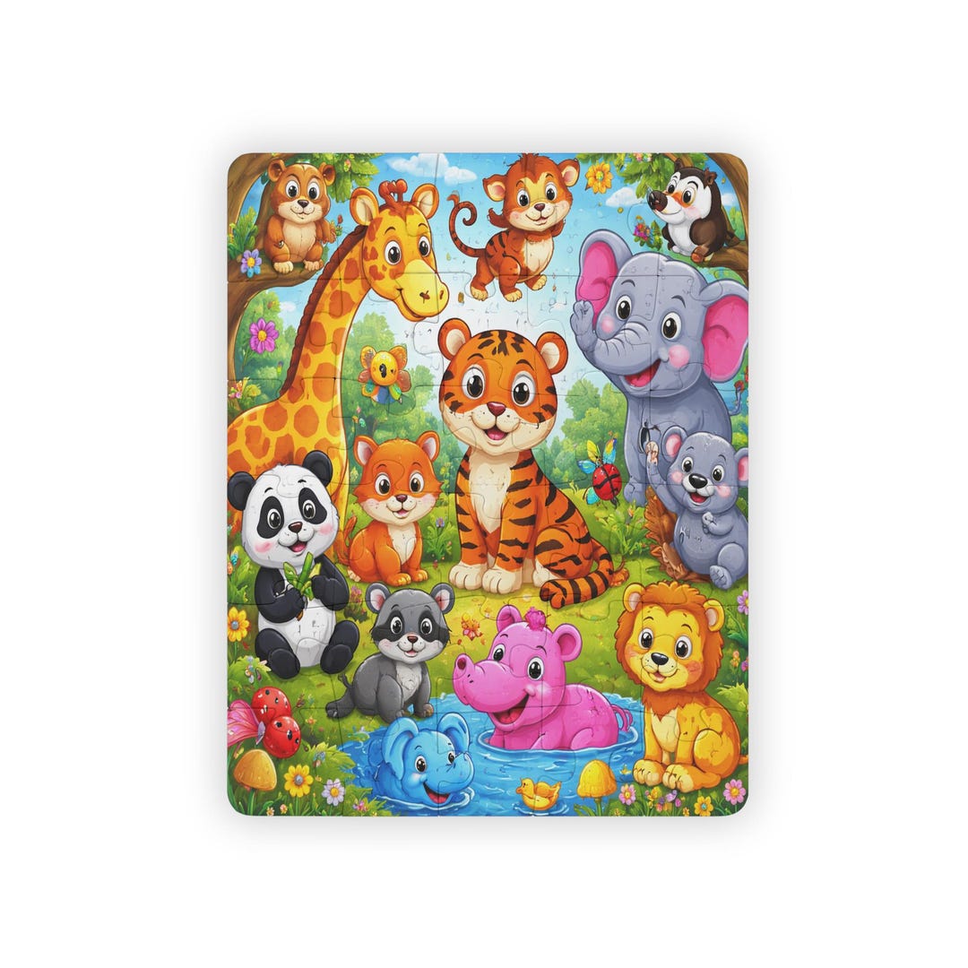 Cute Jungle Animals Kids' Puzzle 30-piece | Toddler Animal Puzzle - Etsy