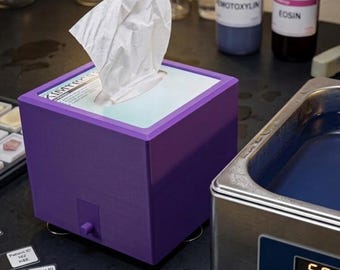 Histology Kim Wipe Dispenser | Lab Wipe Holder with Spring, Magnetic Retaining Pins, Removable Suction Cups | 3D Printed Pathology Organizer