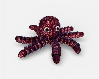 Juguete antiestrés articulado de pulpo ondulado / Impresión 3D sensorial / Regalo para el escritorio y la ansiedad