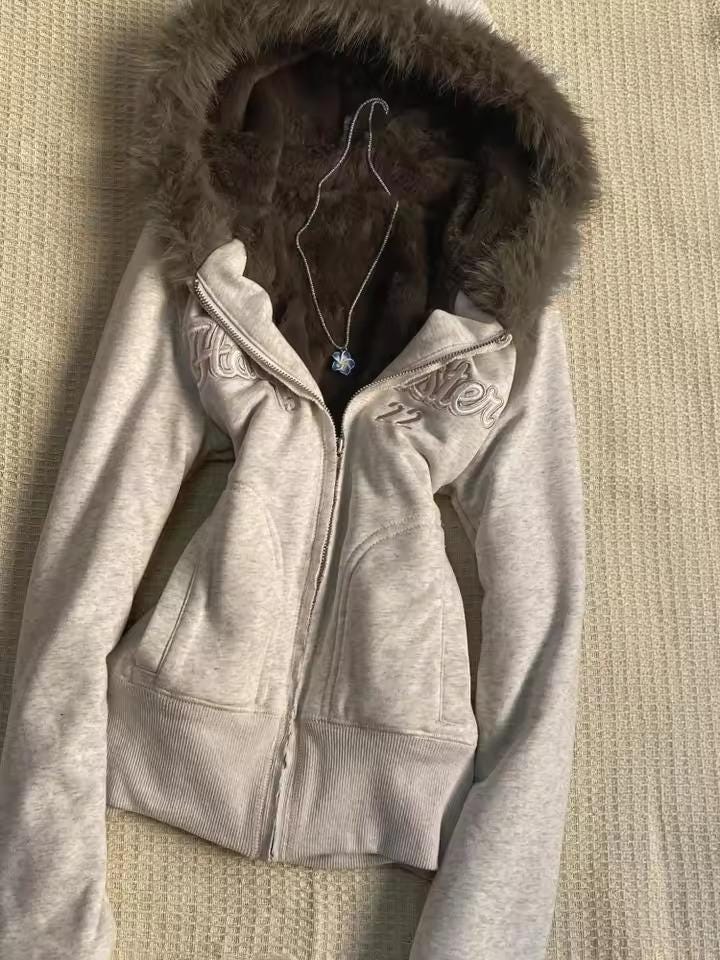 Y2k Fur Zip up Jacket - Etsy