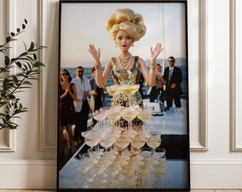 Yacht Party Wall Art Fashion Doll Champagne Tower Poster
