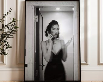 Cinematic Blurred Woman Print, Black and White Moody Wall Art