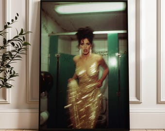 90s Party Photography Print, Night Luxe Edgy Bathroom Art, Dark Feminine Decor
