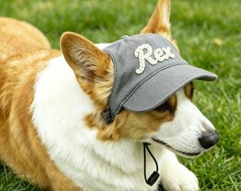 Personalized Name Hat for Pet, Adjustable Dog Baseball Cap, Doggy Sun Cap with Earhole, Embroidered Puppy Name Accessory, Dog/Cat Gift