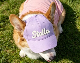 Cappellino da baseball personalizzato per cani, cappellino regolabile per animali domestici con sottogola, cappello da sole traspirante in tela, cappello per cani da esterno con fori per le orecchie, regalo di compleanno per cani