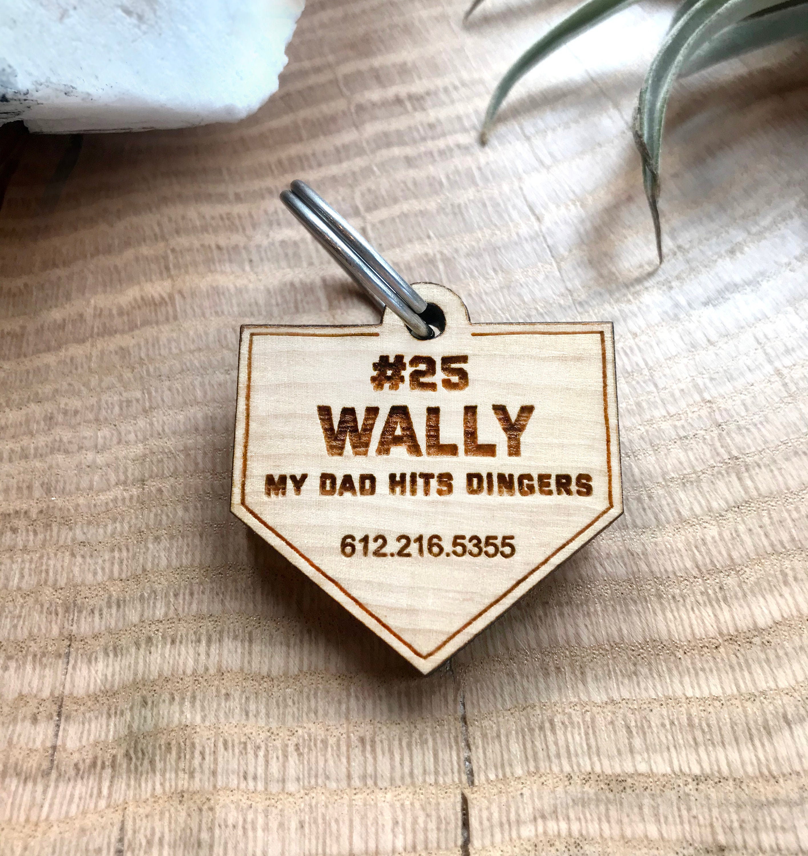 Custom Engraved Wood Dog Tag, Unique Wooden Dog Tag, Baseball Dog Tag…