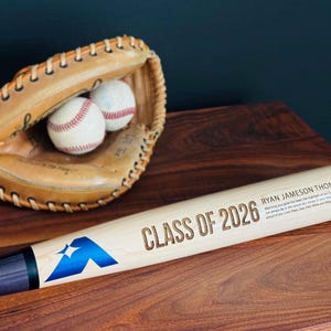Custom Engraved Senior Night Gift: Personalized Maple Wood Baseball Bat
