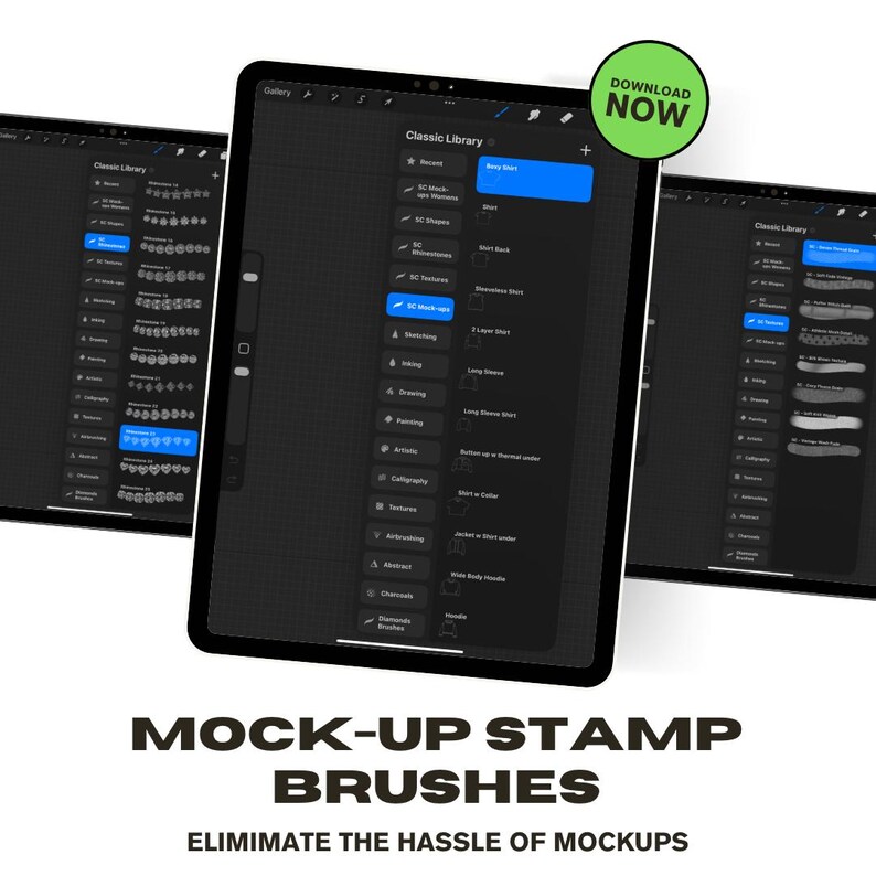 Procreate Mock-up V1 Clothing Stamp Brush Bundle for Clothing Brand ...